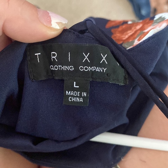 Trixxi Clothing Co. for Francesca’s Navy Blue Floral Sheath Dress - Picture 4 of 4